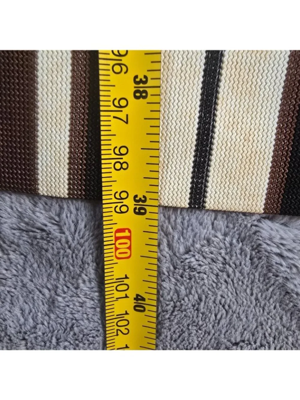 Vintage 1970s Brown/Cream/Black Mod Op Art Vertical Striped Shift Dress (M)
